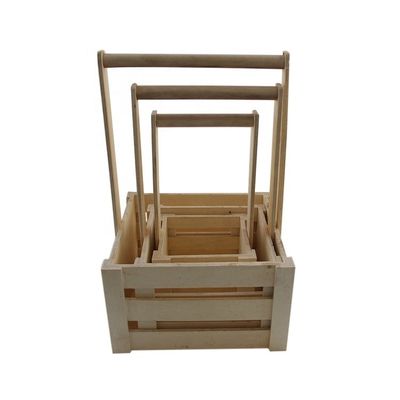 Cestas de almacenamiento de pino de madera antigua personalizadas para la organización portátil de frutas