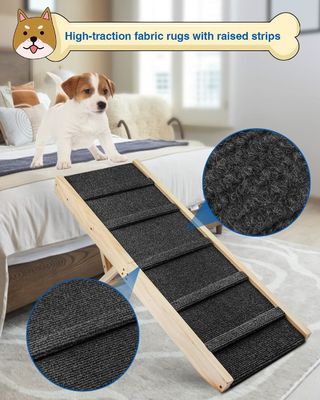 Rampa portátil plegable para mascotas de madera Paso de perro de madera para la cama de pino Rampa ajustable para perros de madera
