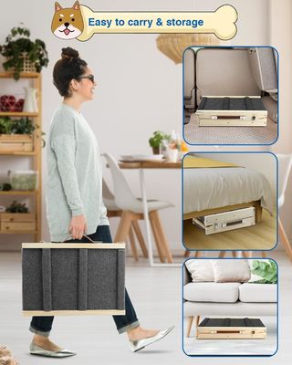 Rampa portátil plegable para mascotas de madera Paso de perro de madera para la cama de pino Rampa ajustable para perros de madera