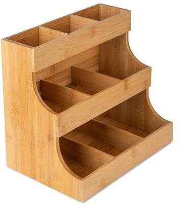 Otros regalos artesanales Bolsa de té de bambú de 3 capas Portador de almacenamiento contiene 180 bolsas de color madera de pino