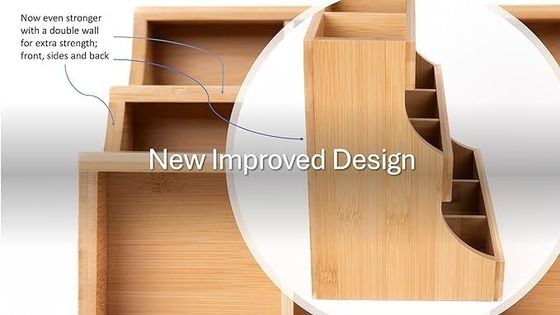 Otros regalos artesanales Bolsa de té de bambú de 3 capas Portador de almacenamiento contiene 180 bolsas de color madera de pino