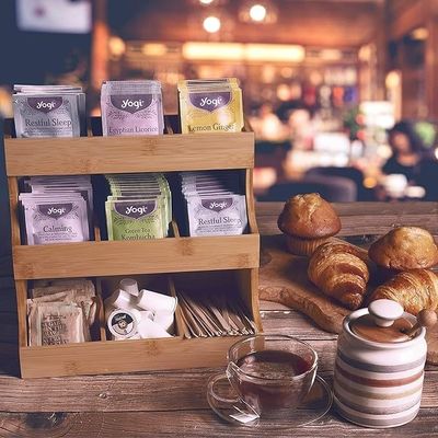 Otros regalos artesanales Bolsa de té de bambú de 3 capas Portador de almacenamiento contiene 180 bolsas de color madera de pino