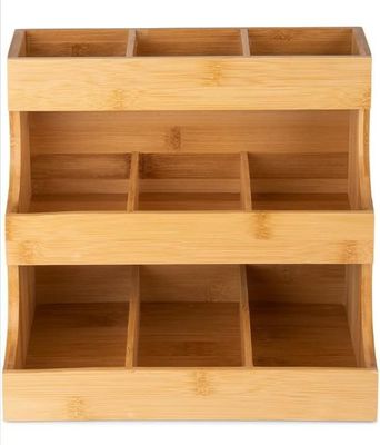 Otros regalos artesanales Bolsa de té de bambú de 3 capas Portador de almacenamiento contiene 180 bolsas de color madera de pino