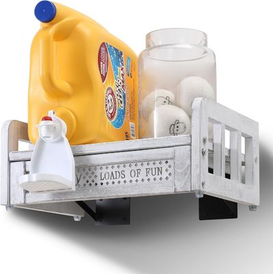 Transforme su lavandería con este contenedor y estante de detergente de madera montado en la pared