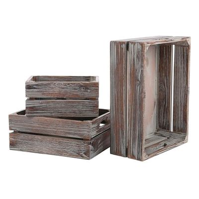 Europa Característica regional Casa de decoración sin terminar Cajas de madera de pino sólido 3-packs para vino