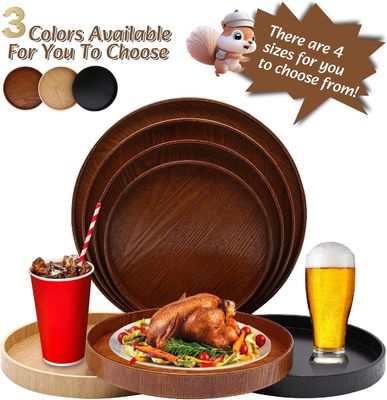 bandeja redonda de madera de color plano de 9.5 pulgadas perfecta para la decoración del hogar o mesa de café