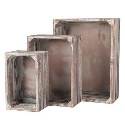 Europa Característica regional Casa de decoración sin terminar Cajas de madera de pino sólido 3-packs para vino