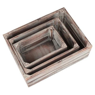 Europa Característica regional Casa de decoración sin terminar Cajas de madera de pino sólido 3-packs para vino