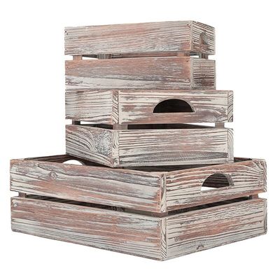 Europa Característica regional Casa de decoración sin terminar Cajas de madera de pino sólido 3-packs para vino