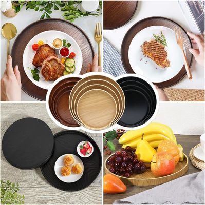 bandeja redonda de madera de color plano de 9.5 pulgadas perfecta para la decoración del hogar o mesa de café