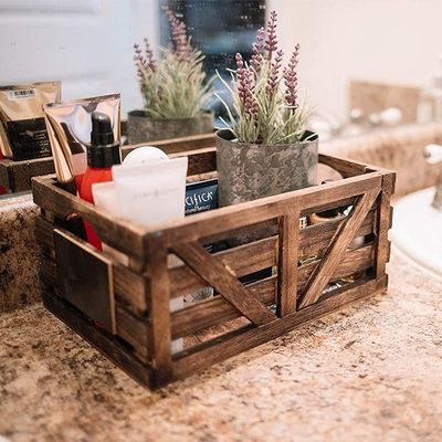 Vintage hogar jardín apilamiento cajas de madera rústico acabado marrón cajas de anidación