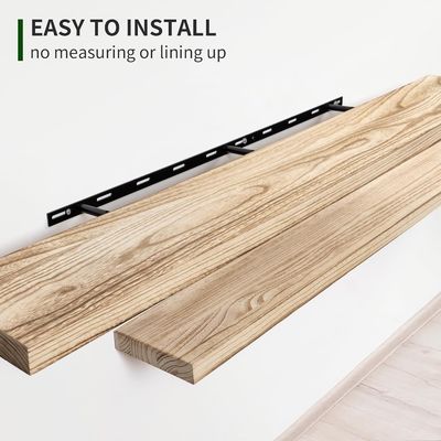 Estante de pared de 48 pulgadas Conjunto de 2 estanterías de madera rústica para almacenamiento en pared en la pantalla del baño