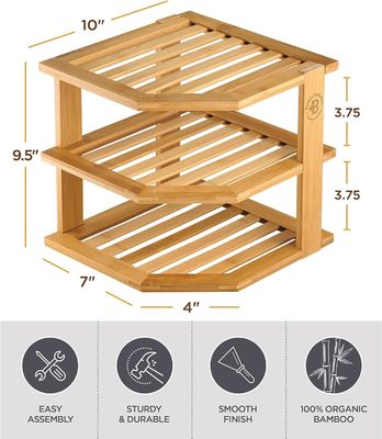 Organizador de estantes de placas de cocina de madera para gabinete ahorrando espacio Organizador de esquina de madera