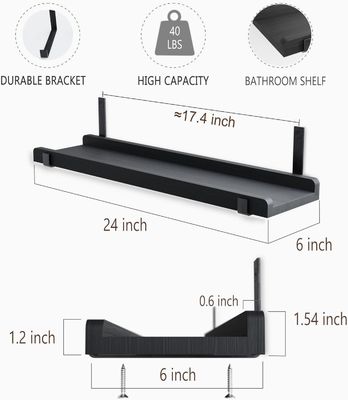 Estante de madera multifuncional montado en la pared con soporte metálico Conjunto de 2 bordes de imagen