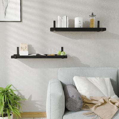 Estante de madera multifuncional montado en la pared con soporte metálico Conjunto de 2 bordes de imagen