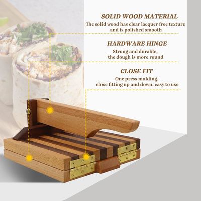 10 pulgadas cuadradas Prensa de tortilla de harina de madera para tacos caseros y más logotipo personalizado aceptable