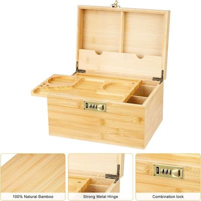 Caja de madera simple con bandeja extraíble y bloqueo combinado Almacenamiento a prueba de olor personalizado