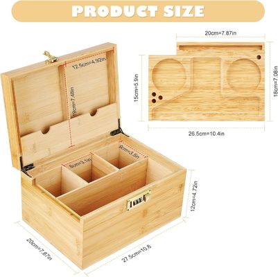 Caja de madera simple con bandeja extraíble y bloqueo combinado Almacenamiento a prueba de olor personalizado
