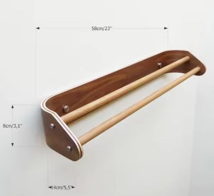 Barras de toallas de madera de doble tamaño montadas en la pared para soportar aparatos de cocina