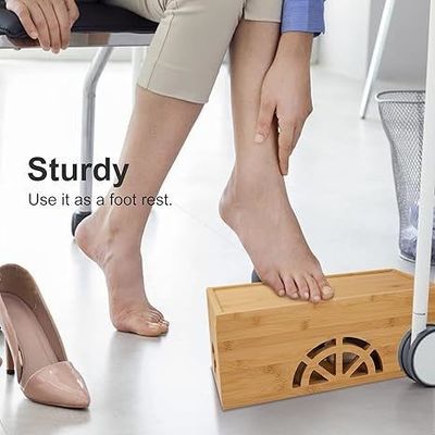 Relieve de madera magnética grande pequeño organizador de cable de bambú caja de gestión de cable para el hogar