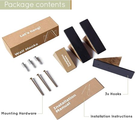 Muebles de sala de estar ventaja de gran cantidad negro madera de nuez negro ganchos de sombrero de metal