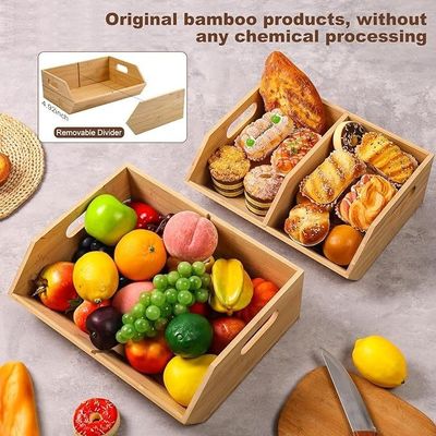 Ambiental 2 conjunto de contenedores de almacenamiento de bambú organizadores para la organización de la encimera de la cocina