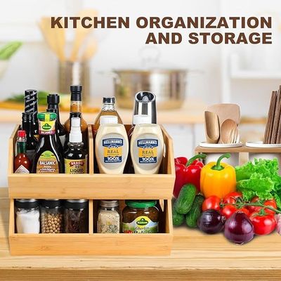 Ambiental 2 conjunto de contenedores de almacenamiento de bambú organizadores para la organización de la encimera de la cocina