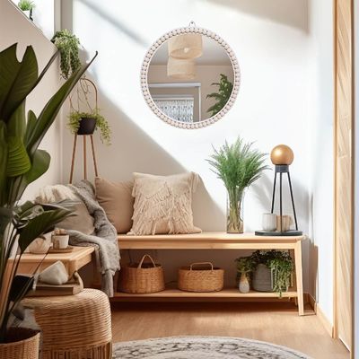 Hotel Casa Decoración de Baños Casa Decoración de Perlas de Madera Pared colgante para dormitorio Niñera