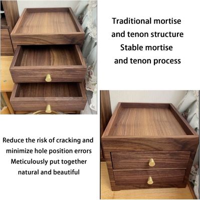 Caja de almacenamiento de escritorio de madera impresa con pantalla de seda con cajones de doble capa y más