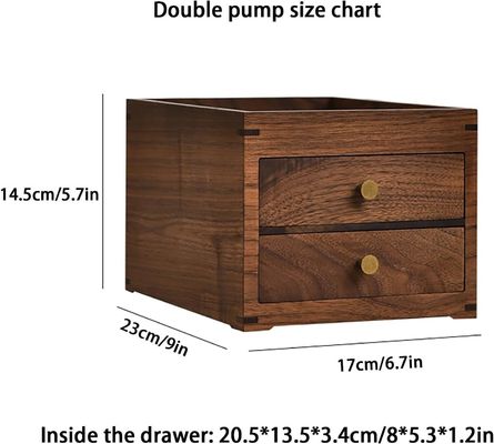 Caja de almacenamiento de escritorio de madera impresa con pantalla de seda con cajones de doble capa y más