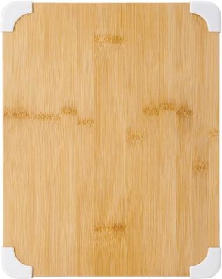 Tabla de corte de bambú de 11X14 pulgadas de color blanco sin resbalones con tabla de corte de madera con ranura de jugo