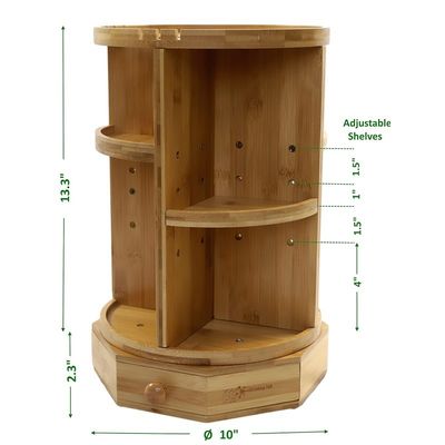 202407 Estantes y cajones ajustables Bambú maquillaje giratorio organizador artículos para el hogar