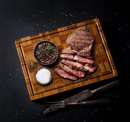 Conjunto sostenible de 3 tablas de corte de bambú personalizadas con ranura de jugo de gran tamaño