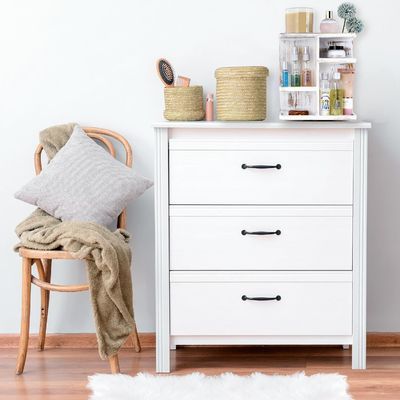 Organizador de maquillaje de carrusel giratorio para cosméticos y cuidado de la piel en madera blanca rústica personalizada