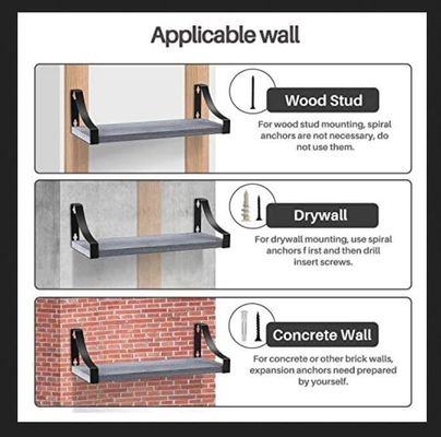 Estantes flotantes de madera rústico de la granja Conjunto de 3 para el almacenaje de la sala de comedor hasta 55Lbs