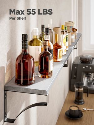 Estantes flotantes de madera rústico de la granja Conjunto de 3 para el almacenaje de la sala de comedor hasta 55Lbs