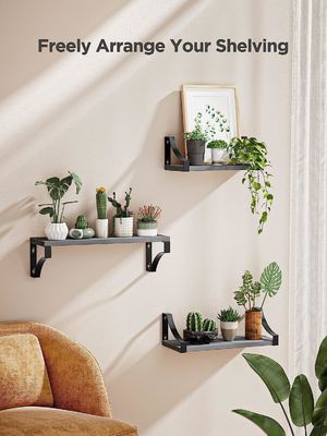 Estantes flotantes de madera rústico de la granja Conjunto de 3 para el almacenaje de la sala de comedor hasta 55Lbs