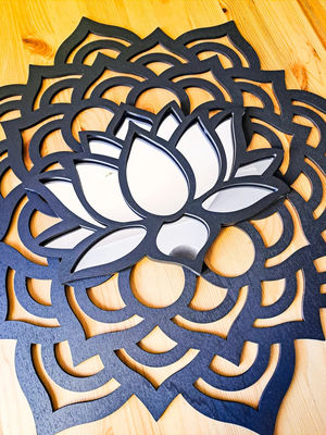 BOHO MANDALA Espejo de pared Flor de loto Estallido de sol Yoga Meditación Decoración de pared de madera