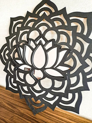 BOHO MANDALA Espejo de pared Flor de loto Estallido de sol Yoga Meditación Decoración de pared de madera
