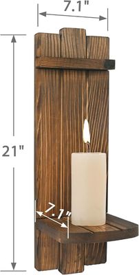 202406 Portadores de velas rústicas de madera para la pared con velas colgantes para un ambiente acogedor
