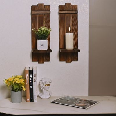 202406 Portadores de velas rústicas de madera para la pared con velas colgantes para un ambiente acogedor