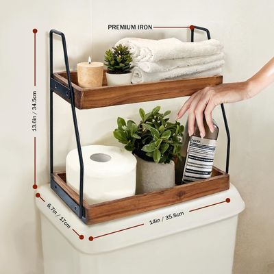 Sí organizador de baño de 2 niveles de acacia Estante de almacenamiento de madera para la cocina del baño