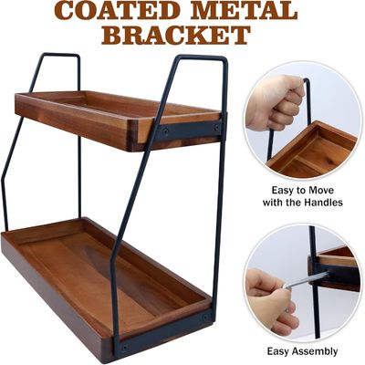 Sí organizador de baño de 2 niveles de acacia Estante de almacenamiento de madera para la cocina del baño