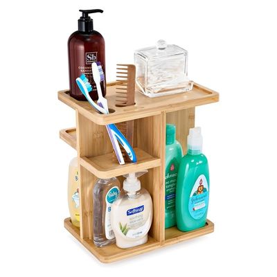 Organizador de maquillaje versátil Maquillaje de madera de bambú Carrusel de almacenamiento para el cuidado de la piel Carga ≤5kg