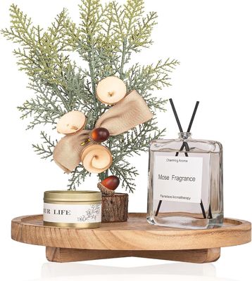 Pedestal de bandeja de madera pequeña para soporte de plato de jabón decorativo de madera en la cocina