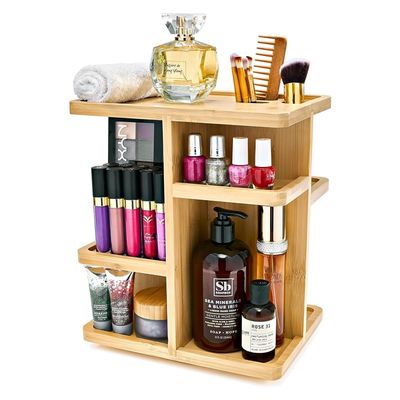 Organizador de maquillaje versátil Maquillaje de madera de bambú Carrusel de almacenamiento para el cuidado de la piel Carga ≤5kg