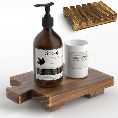 Pedestal de bandeja de madera pequeña para soporte de plato de jabón decorativo de madera en la cocina