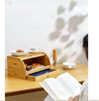 Cuchillo para pan de cocina de madera de bambú con tapa doble