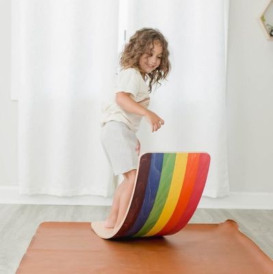 Logotipo personalizado de tablero de bamboleo de madera Set de 2 para adultos en gimnasio y juego Montessori de surf