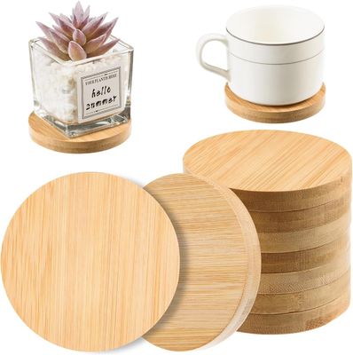 Cocina personalizada Cuadrada Redonda Copas de té Pads Conjunto de Baño de madera de bambú con Impresión